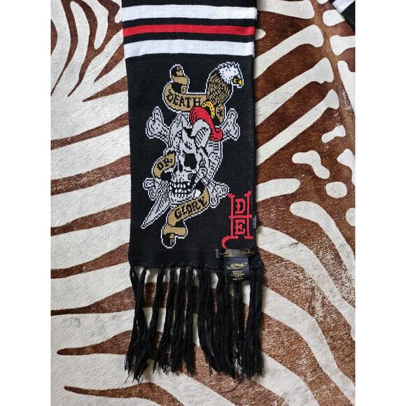 Vintage Y2K Ed Hardy Christian Audigier Death Or Glory Black Scarf Skull Eagle - Picture 4 of 6